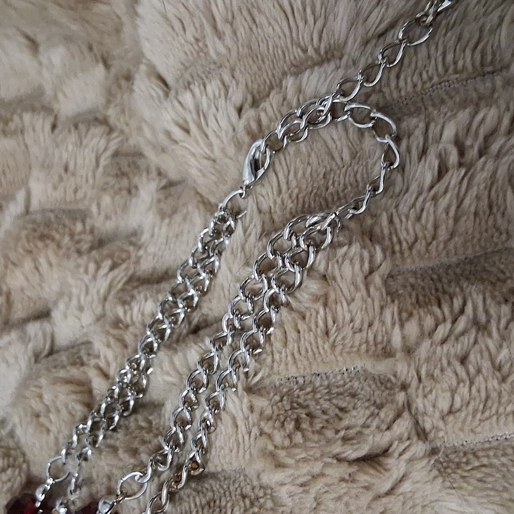 Double STRAND GARNET red Necklace - Picture 7 of 9